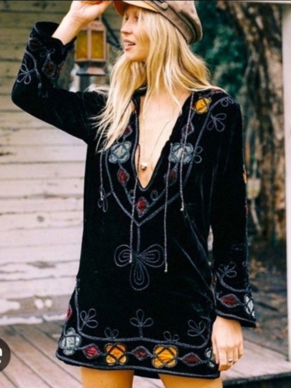 Chasing Unicorns ♣️ All Along The Watchtower Silk Velvet Tunic sz M